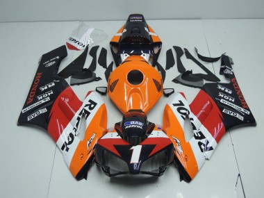 Mejores Carenados Moto Honda CBR1000RR 2004-2005 - Naranja Blanco Rojo Negro Brillante Repsol RCV 1
