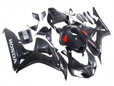 Mejores Carenados Moto Honda CBR1000RR 2006-2007 - Falso FibraCarbono Rojo Blanco