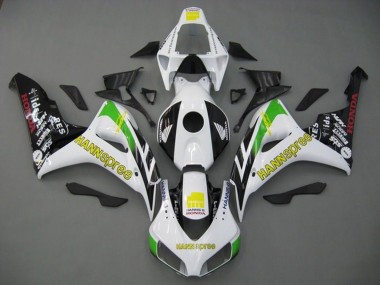 Mejores Carenados Moto Honda CBR1000RR 2006-2007 - Blanco Verde Amarillo Negro Brillante Hannspree