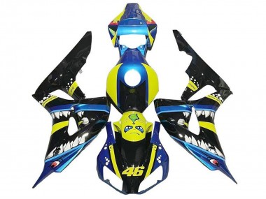 Mejores Carenados Moto Honda CBR1000RR 2006-2007 - Azul Amarillo Negro Brillante Tiburón 46