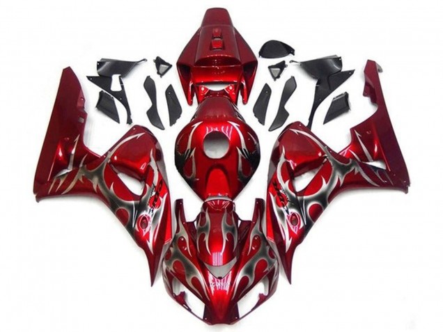Mejores Carenados Moto Honda CBR1000RR 2006-2007 - Rojo Plata Tribal