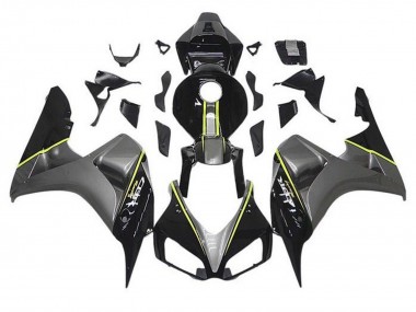 Mejores Carenados Moto Honda CBR1000RR 2006-2007 - Gris Negro Brillante Amarillo Raya