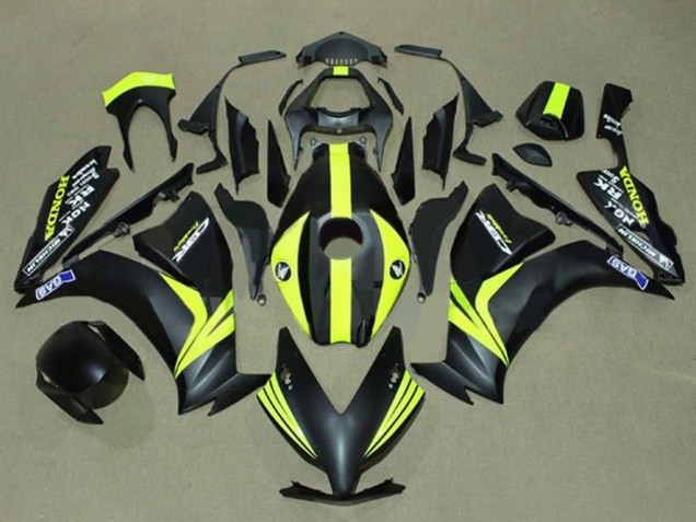 Mejores Carenados Moto Honda CBR1000RR 2012-2016 - Negro Mate Amarillo Raya