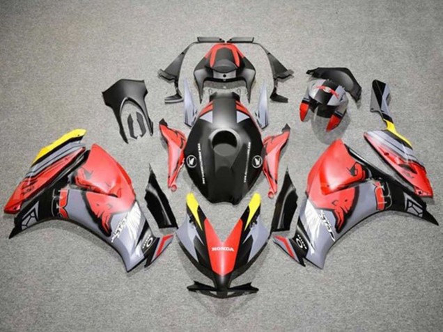 Mejores Carenados Moto Honda CBR1000RR 2012-2016 - Rojo Amarillo Gris Negro Mate Rojo Bull