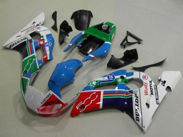 Mejores Carenados Moto Yamaha YZF R6 1998-2002 - Blanco Azul Verde Rojo Fiat Motul Michelin Dunlop