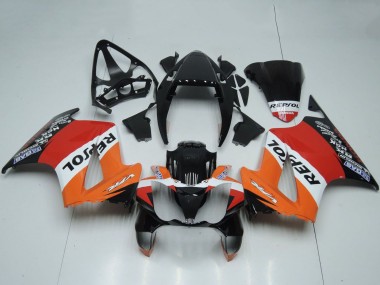 Mejores Carenados Moto Honda VFR 800 2002-2013 - Naranja Blanco Rojo Negro Brillante Repsol