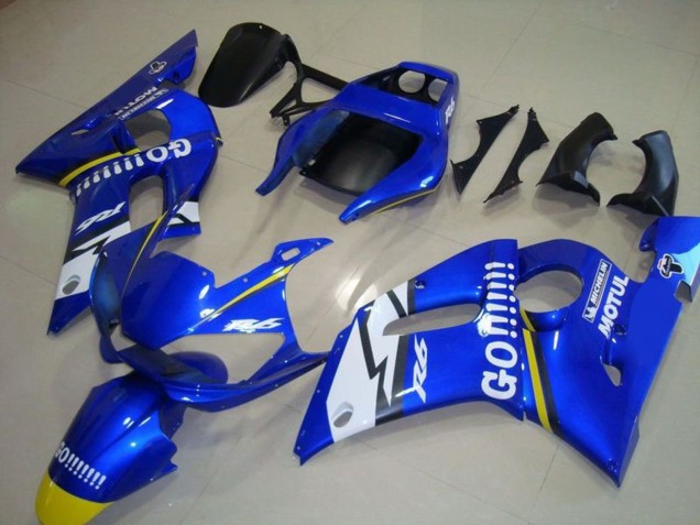 Mejores Carenados Moto Yamaha YZF R6 1998-2002 - Azul Blanco Amarillo Go Motul