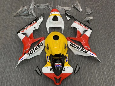 Mejores Carenados Moto Honda CBR600RR 2007-2008 - Amarillo Blanco Rojo Negro Brillante Repsol HRC