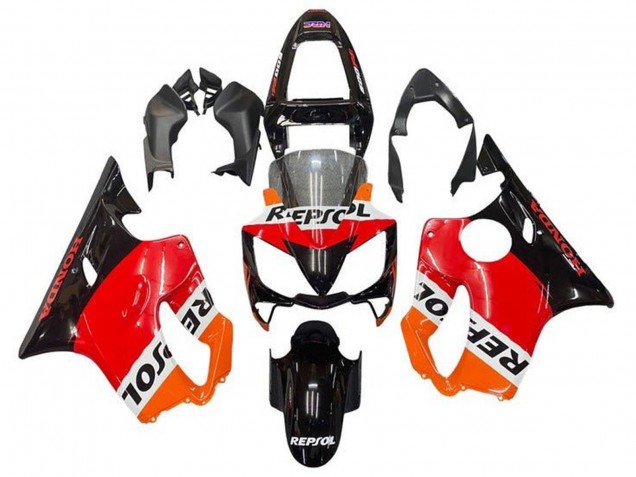 Mejores Carenado Moto Honda CBR600 F4i 2001-2003 - Naranja Blanco Rojo Negro Brillante Repsol