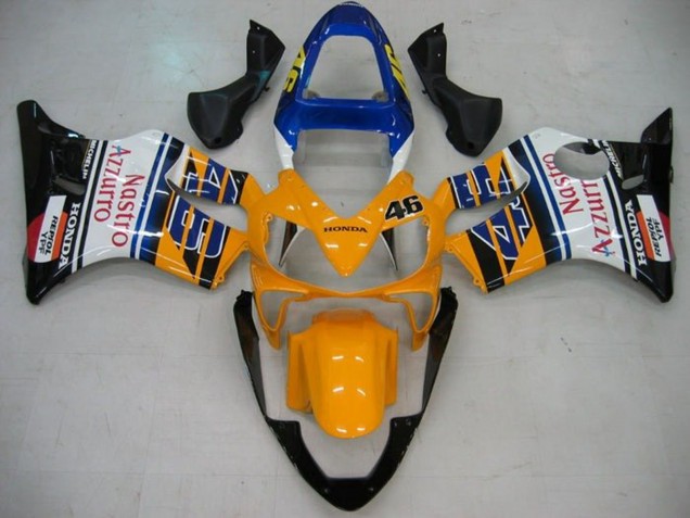 Mejores Carenados Moto Honda CBR600 F4i 2001-2003 - Amarillo Blanco Azul Negro Brillante Nastro Azzurro