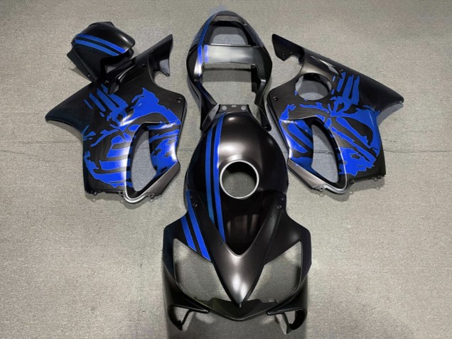 Mejores Carenados Moto Honda CBR600 F4i 2001-2003 - Azul Negro Mate Cráneo