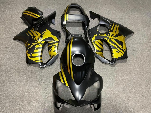 Mejores Carenados Moto Honda CBR600 F4i 2001-2003 - Oro Negro Mate Cráneo