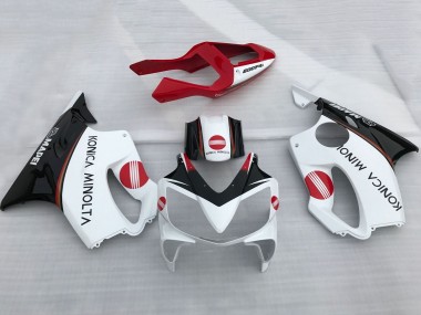 Mejores Carenados Moto Honda CBR600 F4i 2001-2003 - Blanco Rojo Negro Brillante Konica Minolta