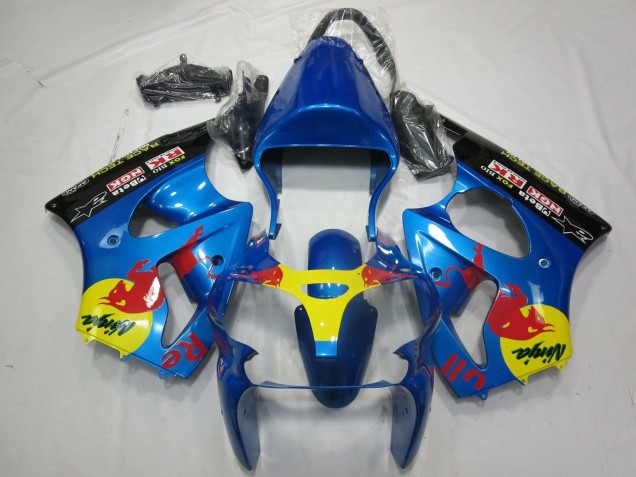 Mejores Carenados Moto Kawasaki ZX6R 2000-2002 - Azul Amarillo Negro Rojo Bull