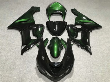 Mejores Carenados Moto Kawasaki ZX6R 2005-2006 - Verde Negro Brillante