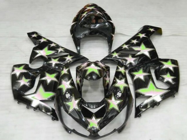 Mejores Carenados Moto Kawasaki ZX6R 2005-2006 - Negro Verde Estrella