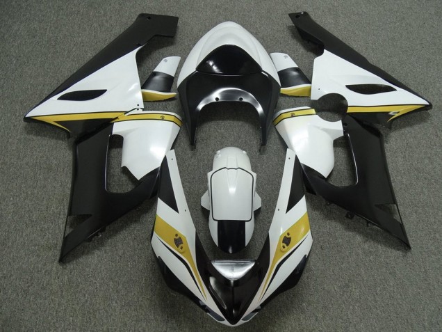 Mejores Carenados Moto Kawasaki ZX6R 2005-2006 - Blanco Negro Amarillo