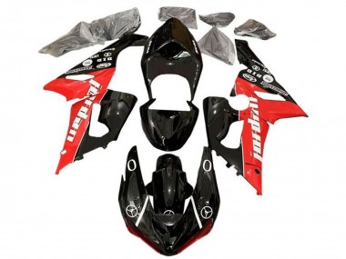 Mejores Carenados Moto Kawasaki ZX6R 2005-2006 - Negro Brillante Rojo Blanco Jordan