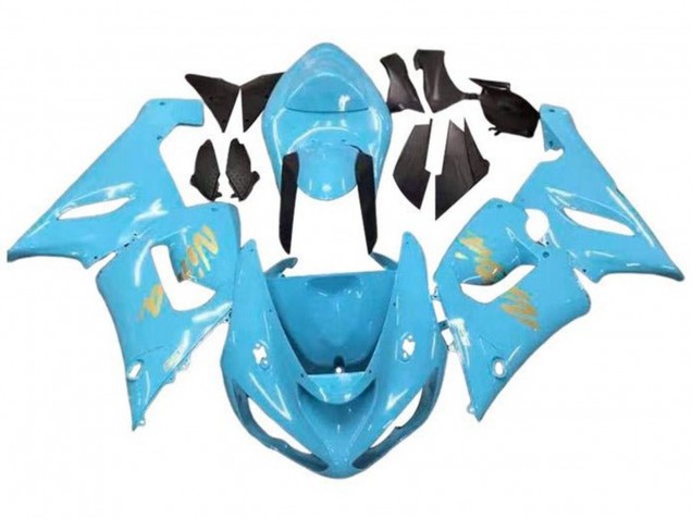 Mejores Carenados Moto Kawasaki ZX6R 2005-2006 - Azul Claro Oro