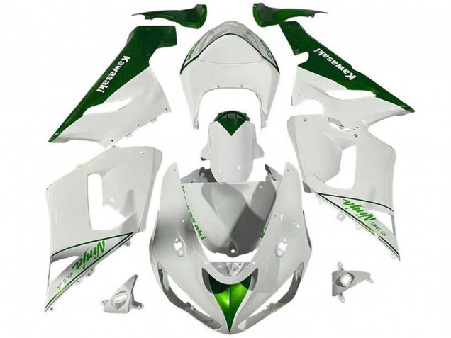Mejores Carenados Moto Kawasaki ZX6R 2005-2006 - Blanco Verde