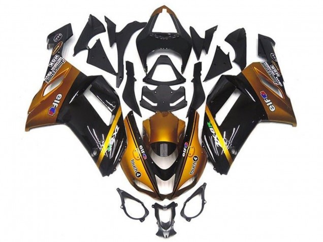 Mejores Carenados Moto Kawasaki ZX6R 2007-2008 - Oro Negro Elf
