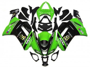 Mejores Carenados Moto Kawasaki ZX6R 2007-2008 - Verde Negro Monstruo Elf