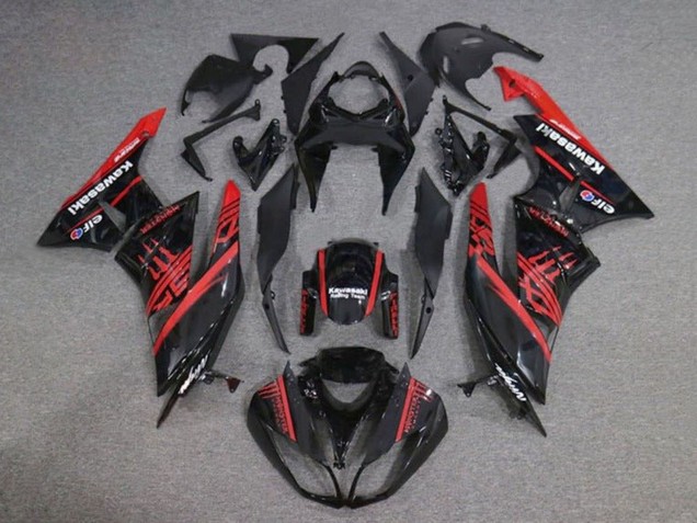 Mejores Carenados Moto Kawasaki ZX6R 2009-2012 - Negro Brillante Rojo Monstruo