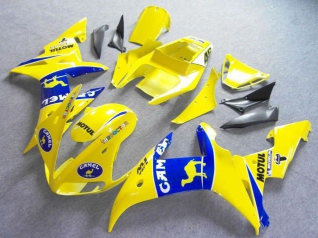 Mejores Carenados Moto Yamaha YZF R6 2003-2004 - Amarillo Azul Camello Motul