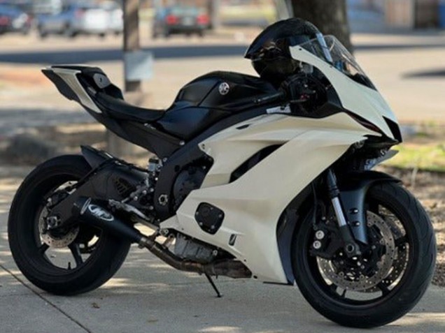 Mejores Carenados Moto Kawasaki ZX6R 2013-2018 - Crema Blanco Negro Mate