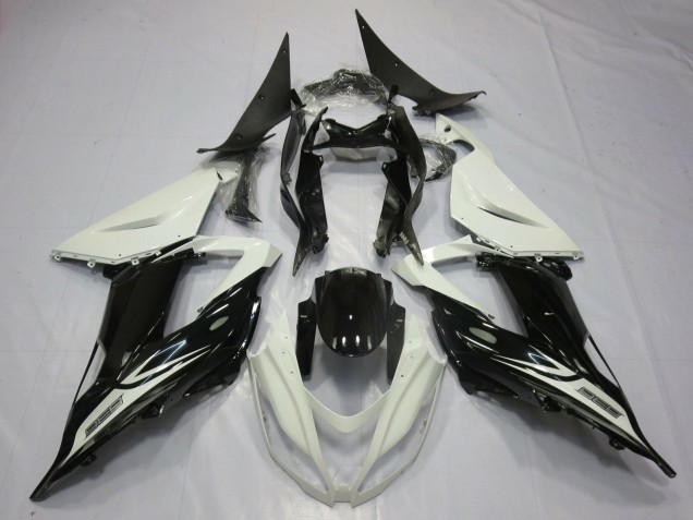 Mejores Carenados Moto Kawasaki ZX6R 2013-2018 - Blanco Perla Negro Brillante
