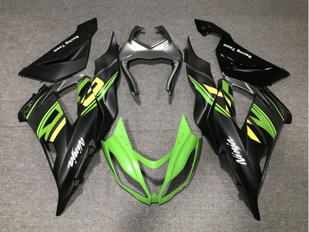 Mejores Carenados Moto Kawasaki ZX6R 2013-2018 - Negro Mate Verde Amarillo