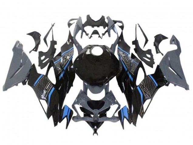 Mejores Carenados Moto Kawasaki ZX6R 2019-2022 - Gris Azul Negro Honeycomb