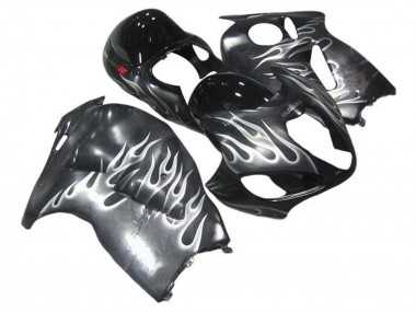 Mejores Carenados Moto Suzuki GSXR 1300 Hayabusa 1996-2007 - Gris Negro Blanco Llama