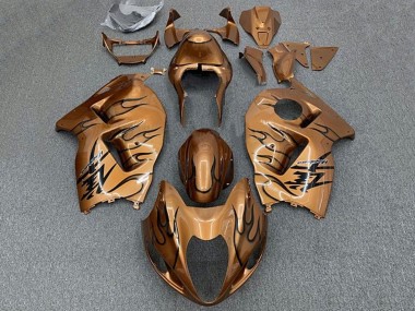 Mejores Carenados Moto Suzuki GSXR 1300 Hayabusa 1996-2007 - Brown Bronze Negro Llama