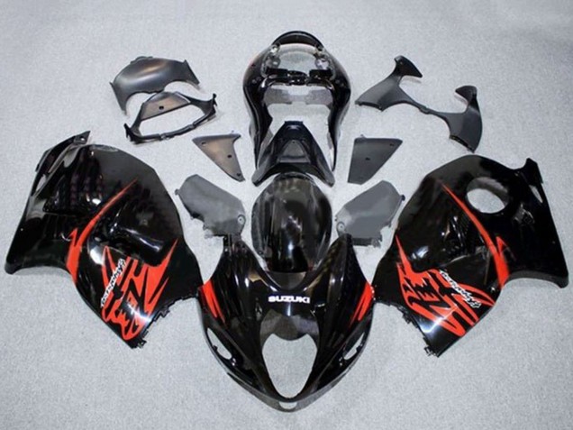 Mejores Carenados Moto Suzuki GSXR 1300 Hayabusa 1996-2007 - Negro Brillante Rojo