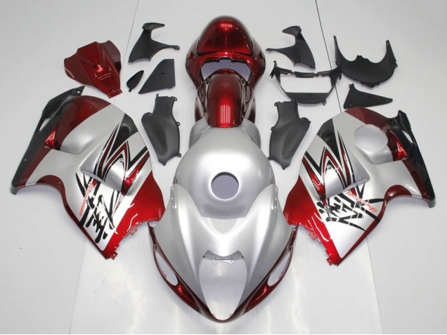 Mejores Carenados Moto Suzuki GSXR 1300 Hayabusa 1996-2007 - Plata Rojo Caramelo Negro