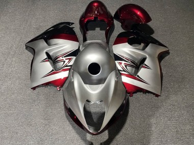 Mejores Carenados Moto Suzuki GSXR 1300 Hayabusa 1996-2007 - Plata Rojo Caramelo