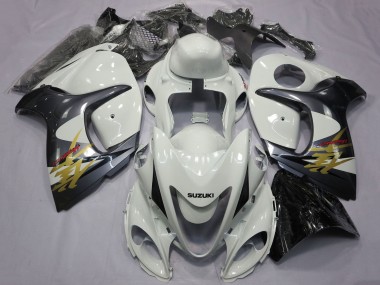 Mejores Carenados Moto Suzuki GSXR 1300 Hayabusa 2008-2020 - Blanco Gris Oro Negro