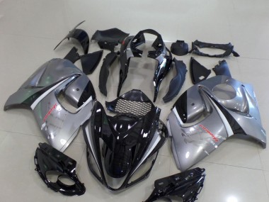 Mejores Carenados Moto Suzuki GSXR 1300 Hayabusa 2008-2020 - Negro Brillante Plata Chrome
