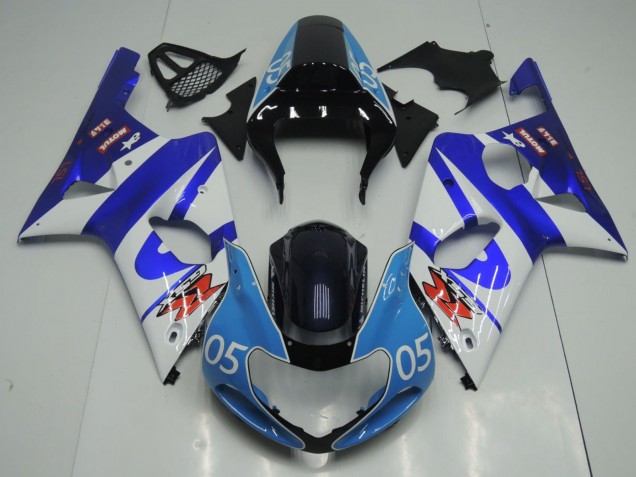 Mejores Carenados Moto Suzuki GSXR1000 2000-2002 - Azul Blanco Negro Brillante Azul Claro 05