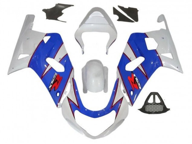 Mejores Carenados Moto Suzuki GSXR1000 2000-2002 - Blanco Azul Rojo Pinstripe
