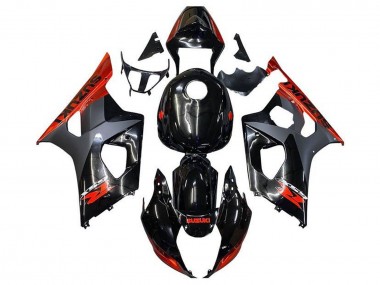 Mejores Carenados Moto Suzuki GSXR 1000 2003-2004 - Negro Brillante Negro Mate Naranja