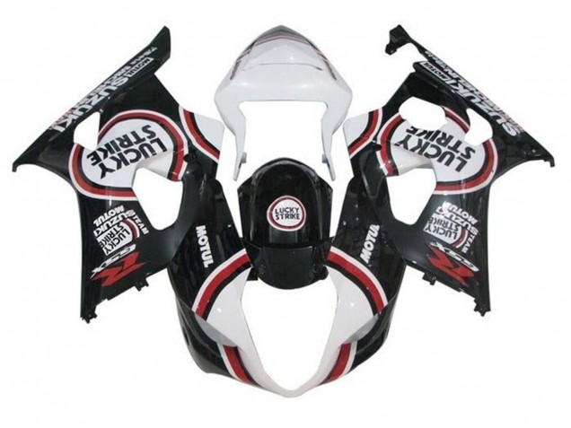 Mejores Carenados Moto Suzuki GSXR 1000 2003-2004 - Blanco Negro Rojo Lucky Strike