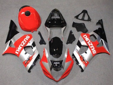 Mejores Carenados Moto Suzuki GSXR 1000 2003-2004 - Rojo Plata Negro