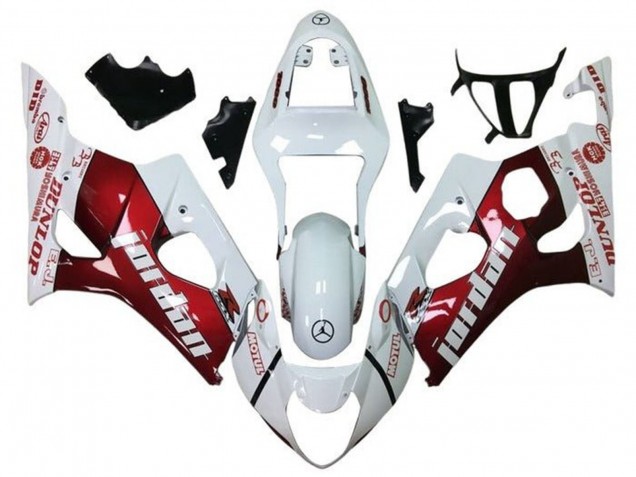 Mejores Carenados Moto Suzuki GSXR 1000 2003-2004 - Blanco Rojo Jordan