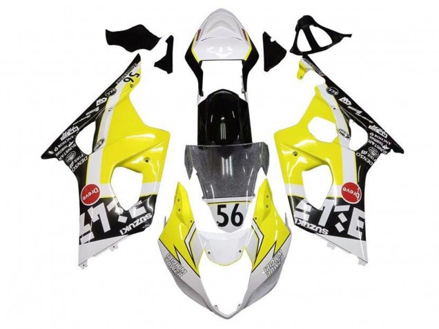 Mejores Carenados Moto Suzuki GSXR 1000 2003-2004 - Amarillo Blanco Negro