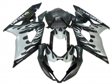 Mejores Carenados Moto Suzuki GSXR 1000 2005-2006 - Negro Blanco Llama