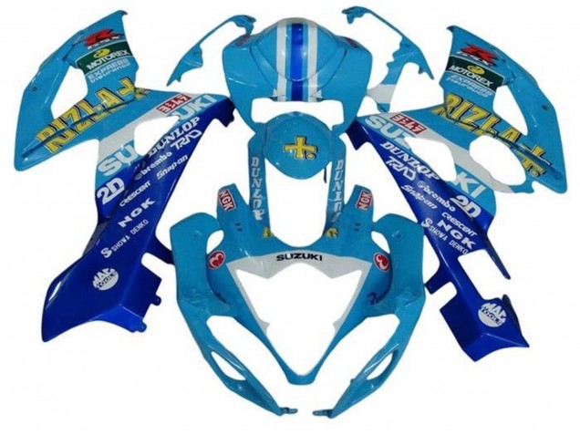 Mejores Carenados Moto Suzuki GSXR 1000 2005-2006 - Azul Blanco Raya Rizla