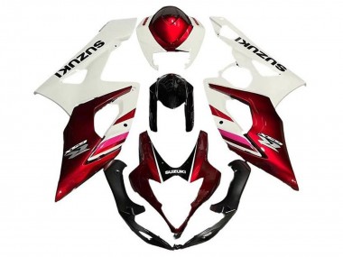 Mejores Carenados Moto Suzuki GSXR 1000 2005-2006 - Blanco Rojo Caramelo Negro