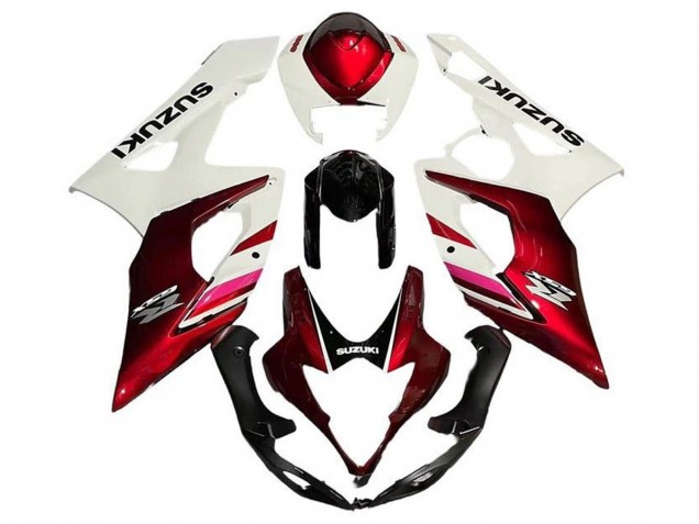 Mejores Carenados Moto Suzuki GSXR 1000 2005-2006 - Blanco Rojo Caramelo Negro